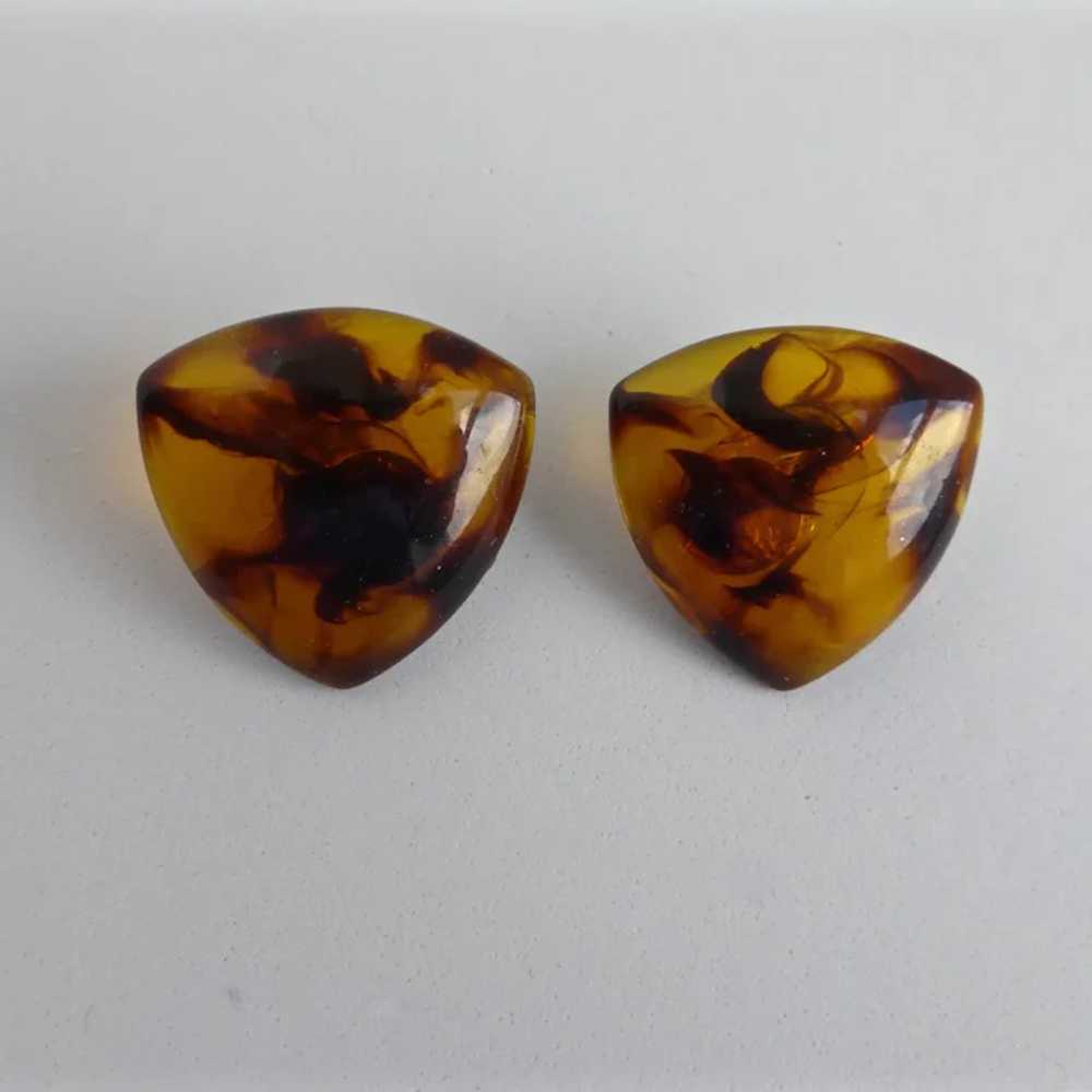 Earrings of Vintage Lucite Faux Tortoise Shell,  … - image 2