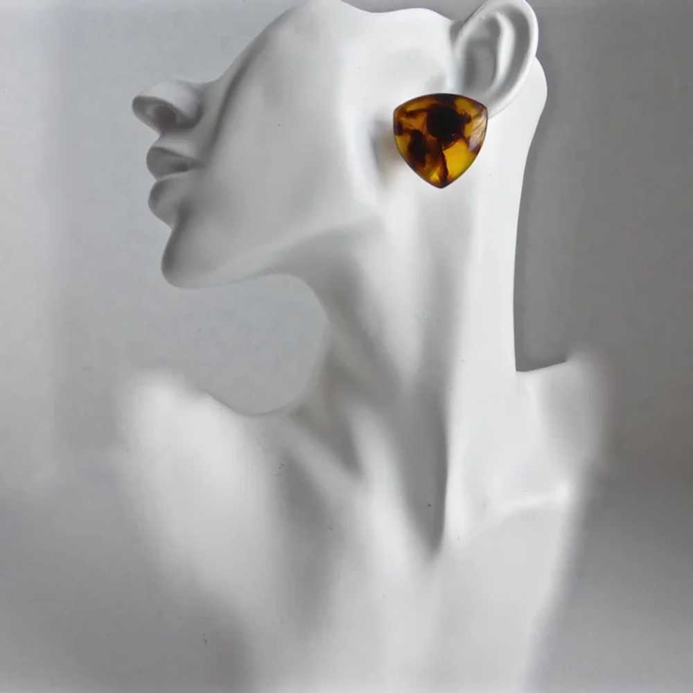 Earrings of Vintage Lucite Faux Tortoise Shell,  … - image 3