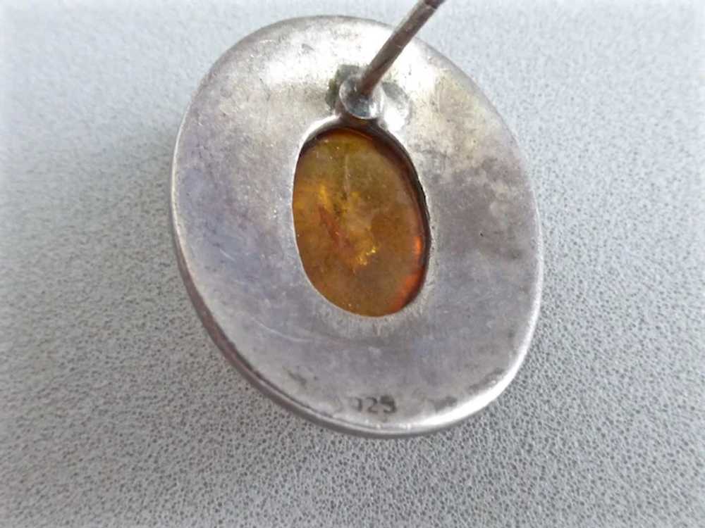 Vintage Sterling Silver, Natural Honey Amber Oval… - image 6