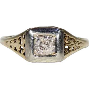 Vintage Gold Diamond Solitaire Ring - image 1