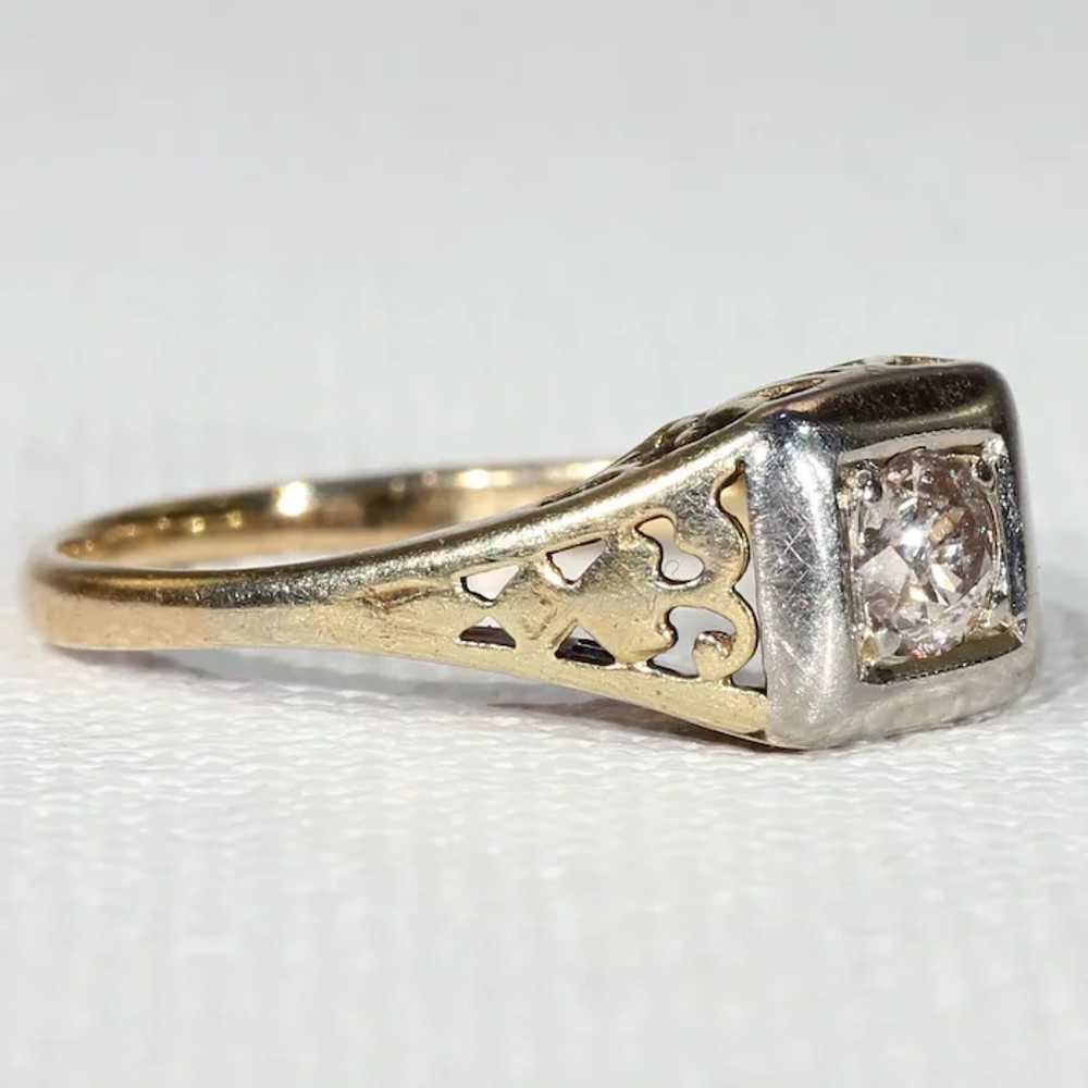 Vintage Gold Diamond Solitaire Ring - image 2