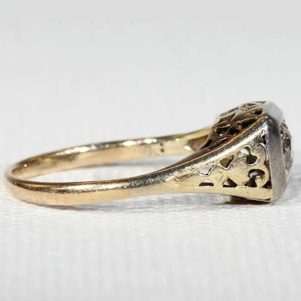 Vintage Gold Diamond Solitaire Ring - image 3