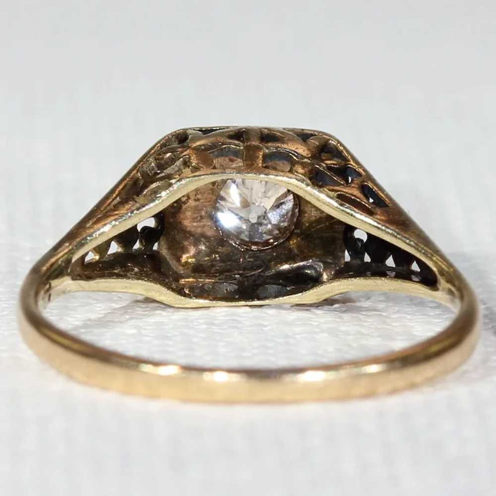 Vintage Gold Diamond Solitaire Ring - image 4