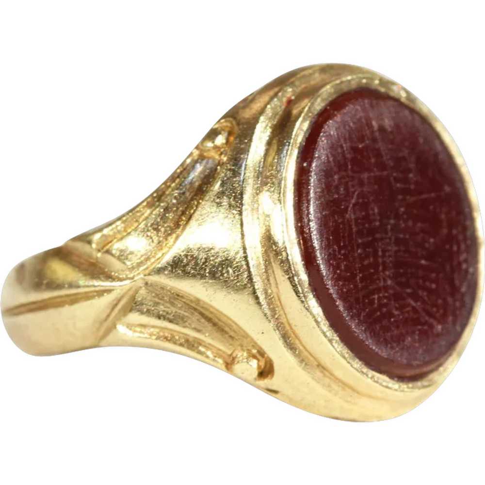 Fantastic Antique Signet Ring, Carnelian in 18k G… - image 2