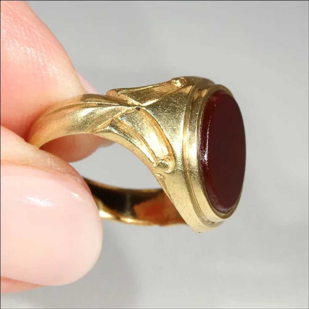 Fantastic Antique Signet Ring, Carnelian in 18k G… - image 5