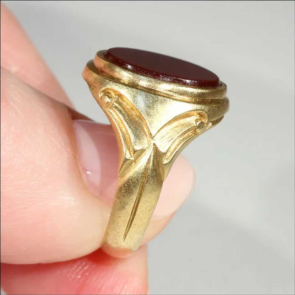 Fantastic Antique Signet Ring, Carnelian in 18k G… - image 9
