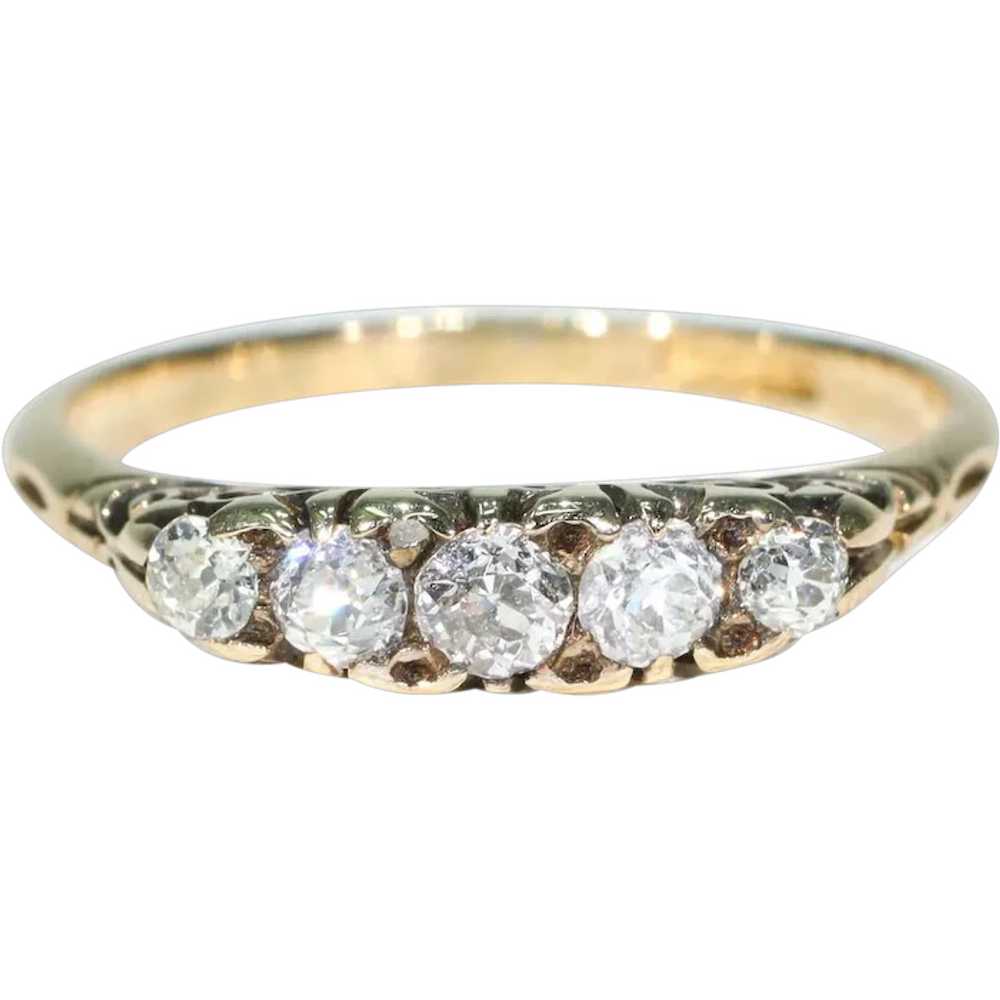 Antique Victorian 5 Diamond Ring 18k Gold - image 1