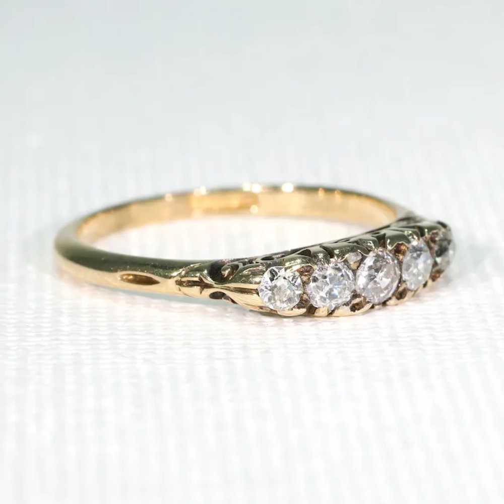 Antique Victorian 5 Diamond Ring 18k Gold - image 2