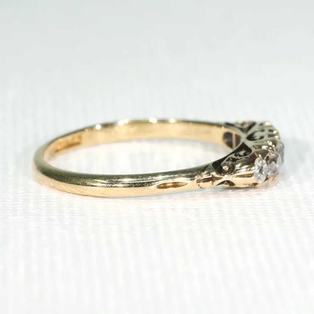 Antique Victorian 5 Diamond Ring 18k Gold - image 3