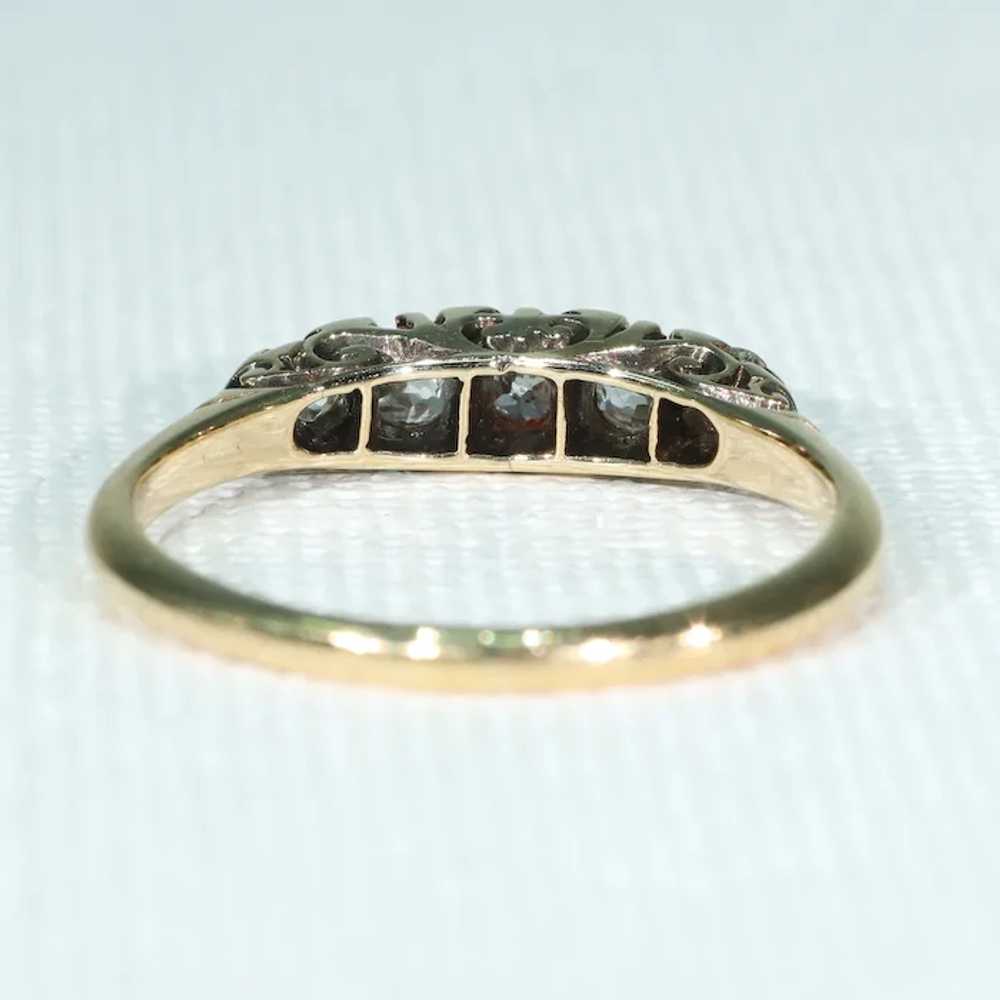Antique Victorian 5 Diamond Ring 18k Gold - image 4