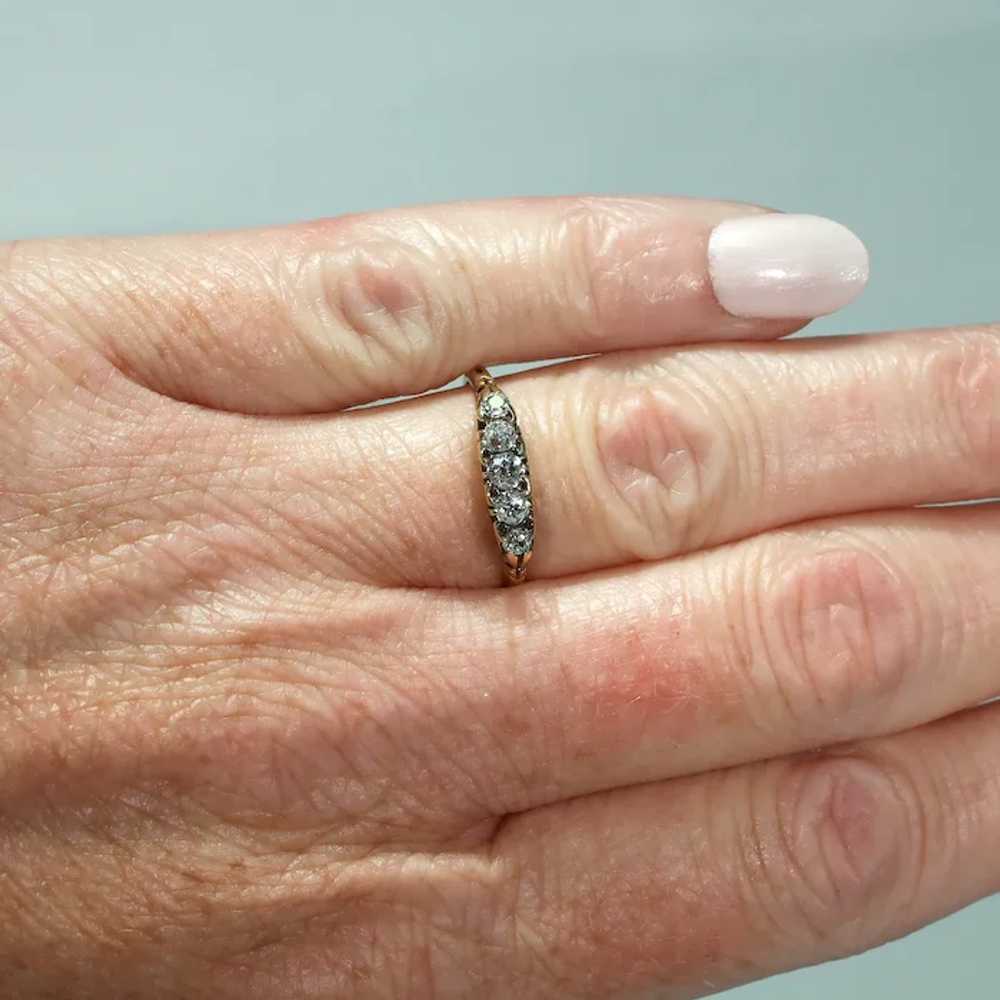 Antique Victorian 5 Diamond Ring 18k Gold - image 5