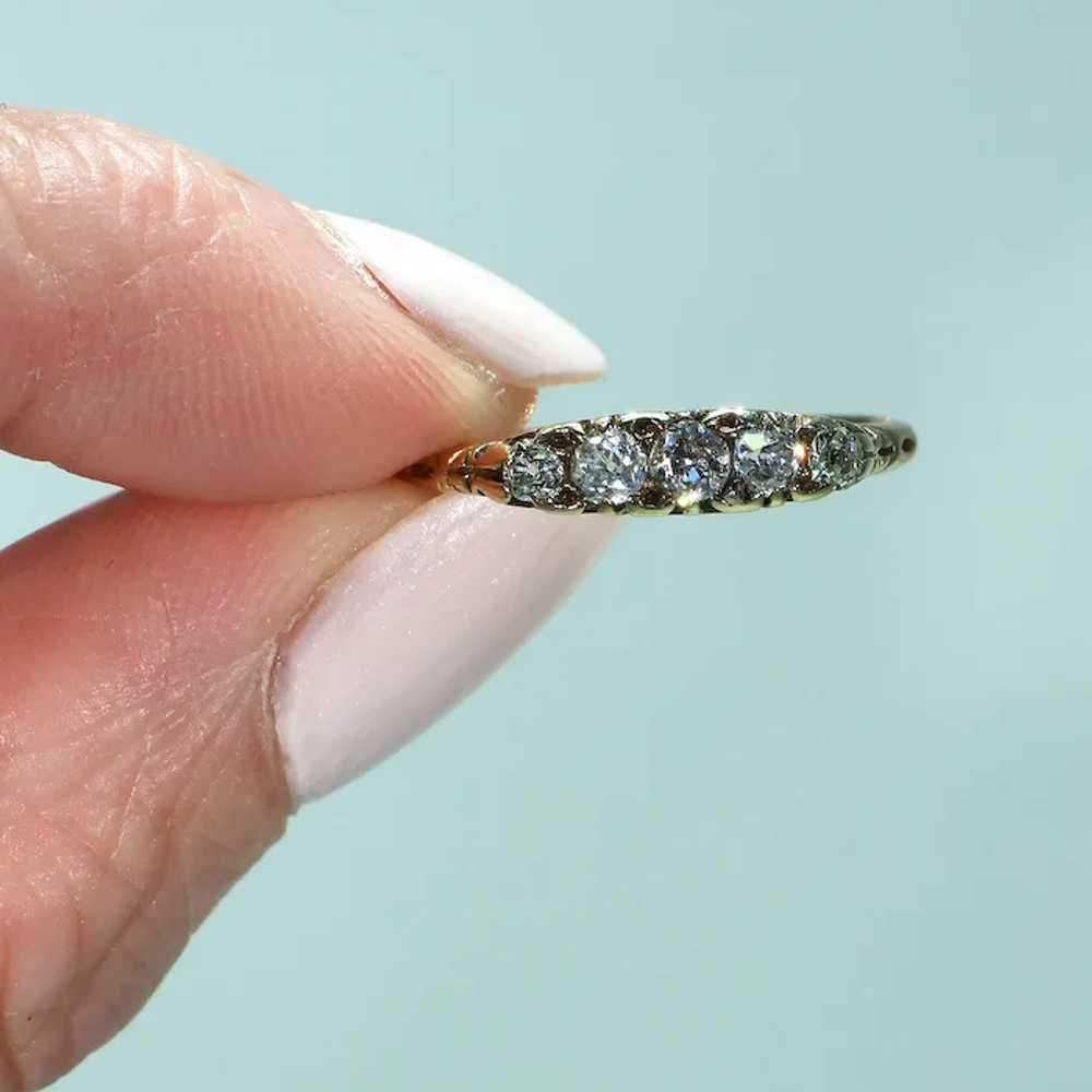 Antique Victorian 5 Diamond Ring 18k Gold - image 6