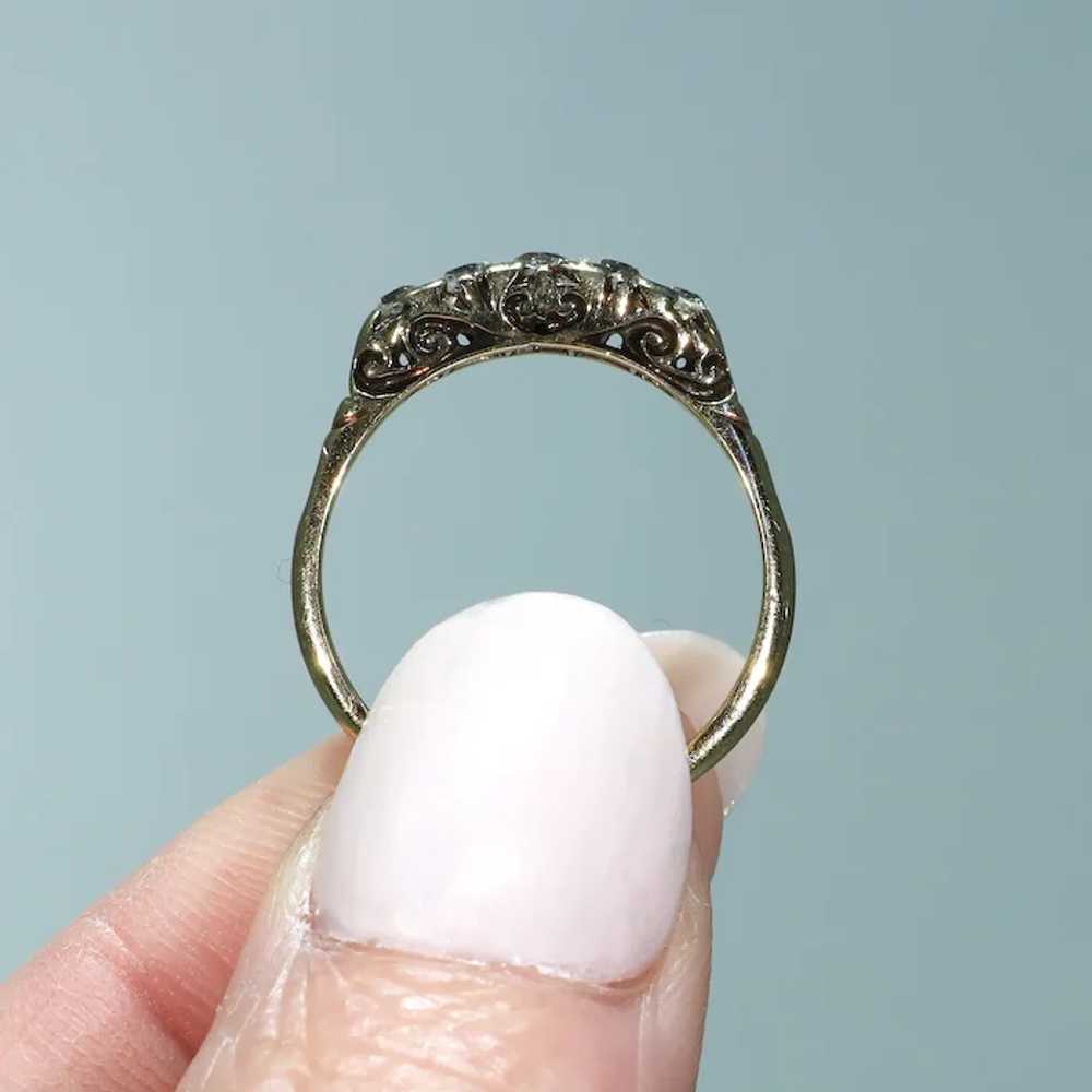 Antique Victorian 5 Diamond Ring 18k Gold - image 7