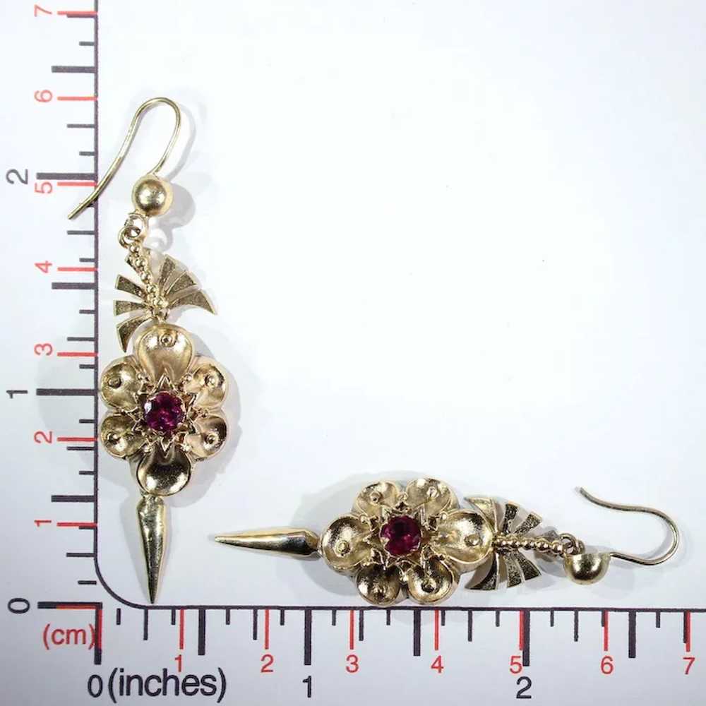 Antique Victorian Pinchbeck Red Paste Earrings - image 6