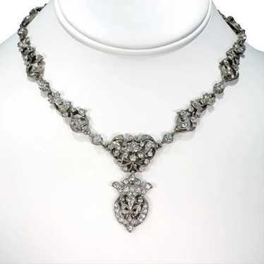 Silver French Fleur-de-lis Antique Paste Necklace