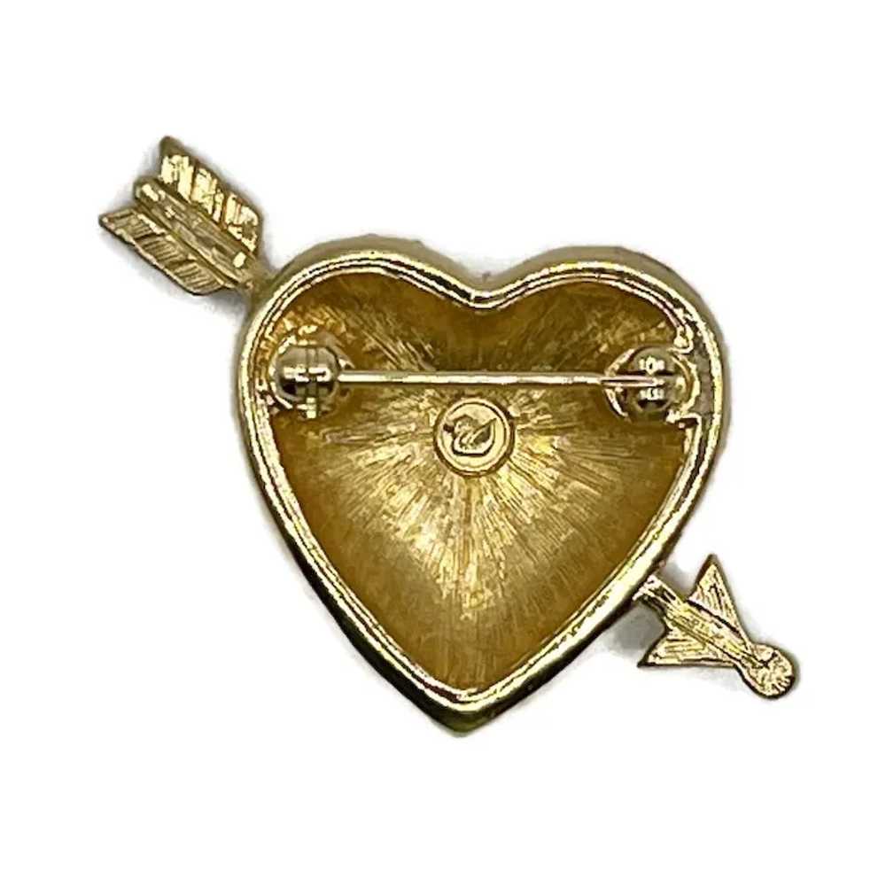 Swarovski Pave Rhinestone Arrow Pierced Heart Bro… - image 2