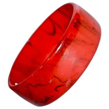 Red Marbleized 1" Bakelite Bracelet/Bangle