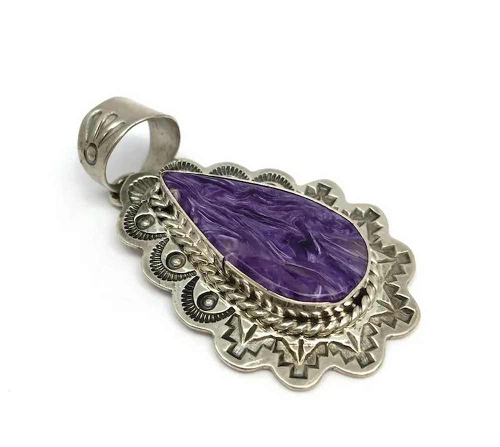 Mexican Silver Charoite Pendant - Sterling Silver - image 2