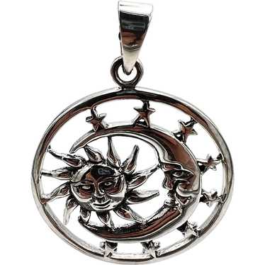 Sun & Moon Pendant - Sterling Silver - image 1