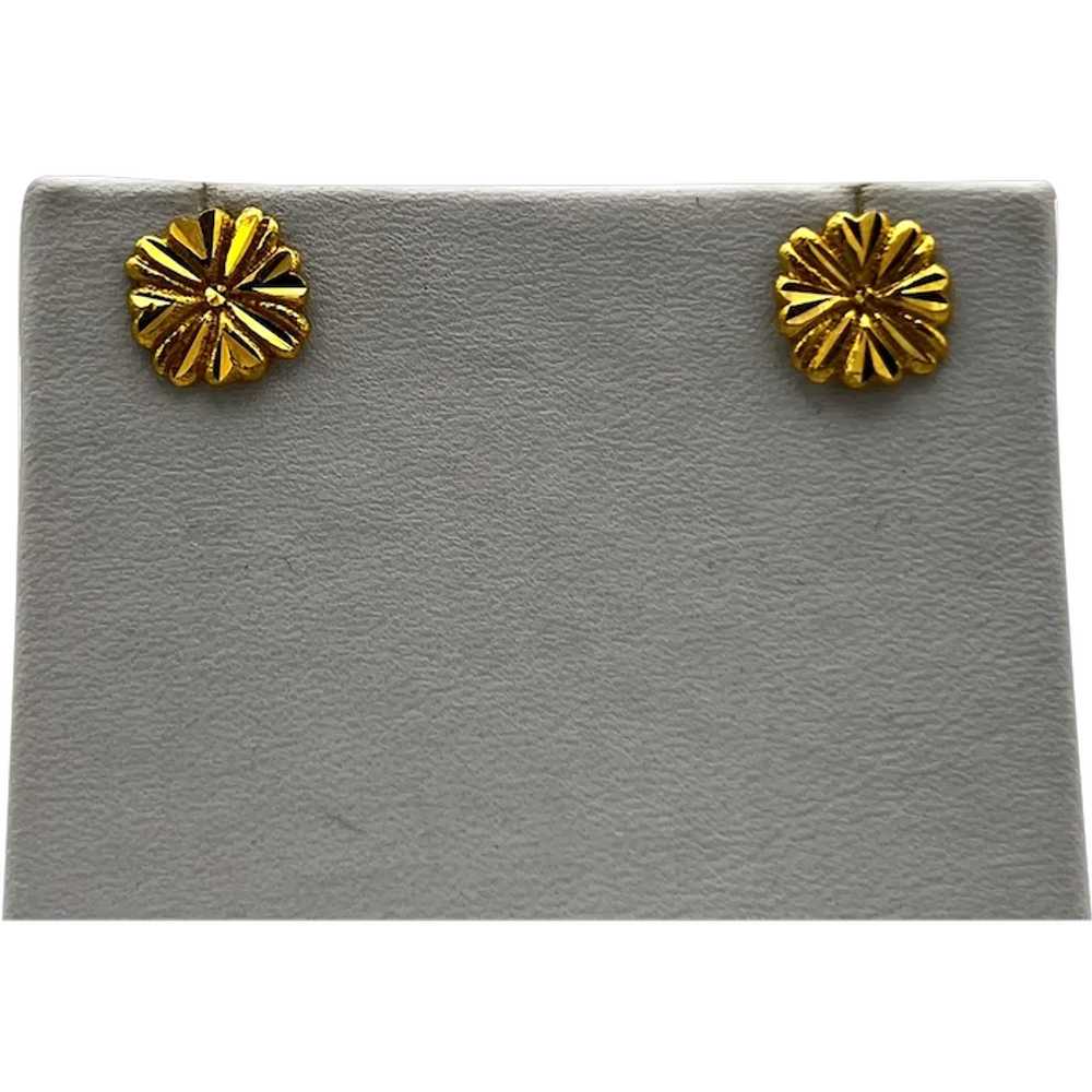 Ladies 21K Gold Sunflower Earrings - image 1