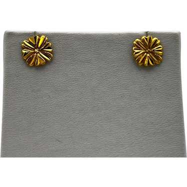 Ladies 21K Gold Sunflower Earrings - image 1