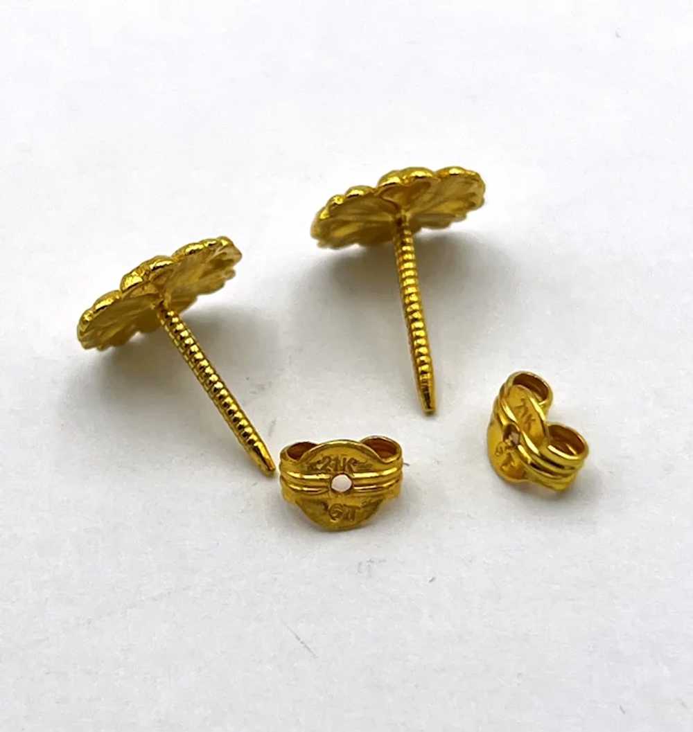 Ladies 21K Gold Sunflower Earrings - image 4