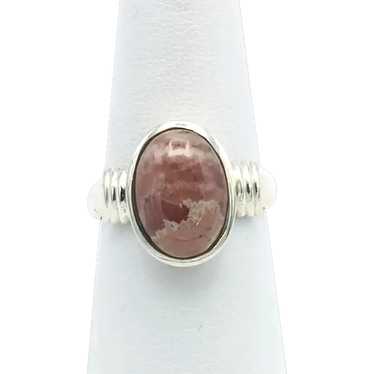 Rhodochrosite Cabochon Ring - Sterling Silver - image 1