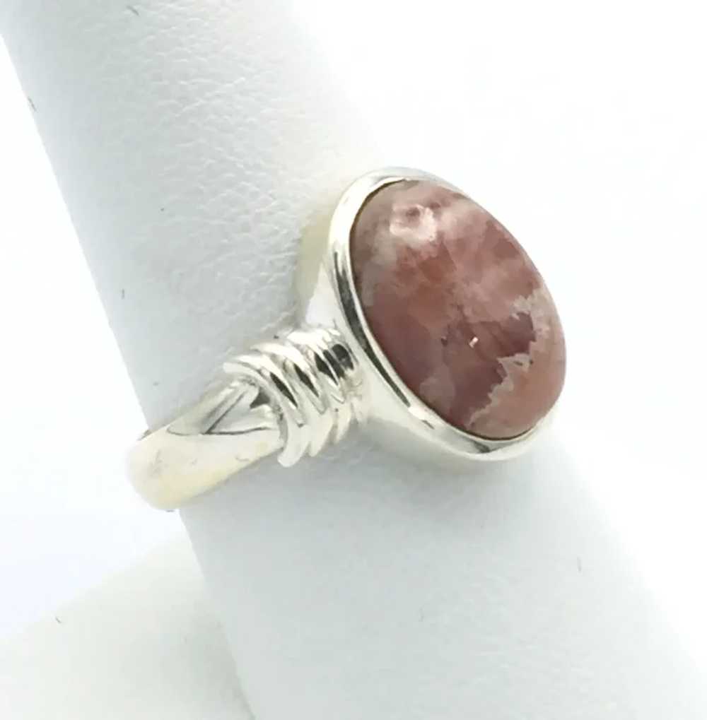 Rhodochrosite Cabochon Ring - Sterling Silver - image 2