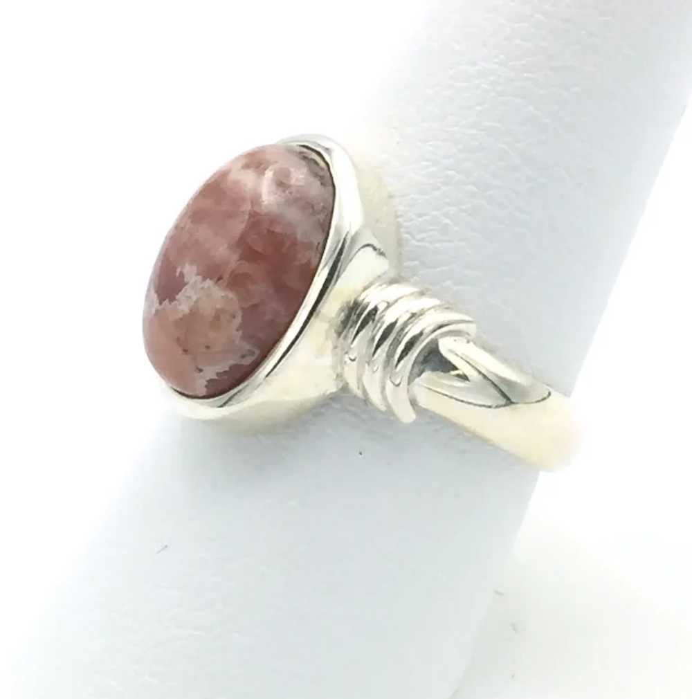 Rhodochrosite Cabochon Ring - Sterling Silver - image 3