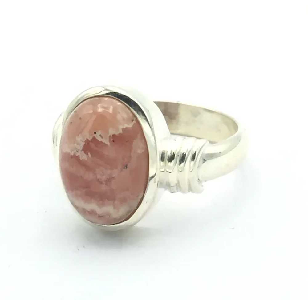 Rhodochrosite Cabochon Ring - Sterling Silver - image 6