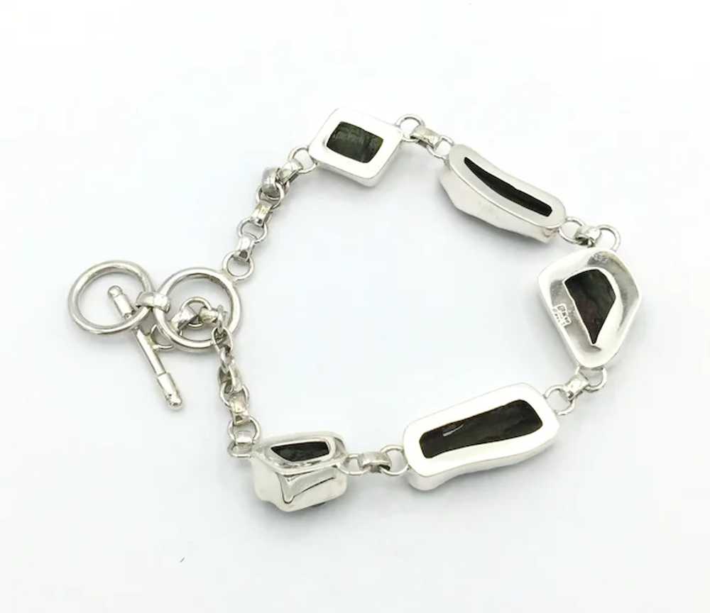 Moldavite Link Bracelet - Sterling Silver - image 2