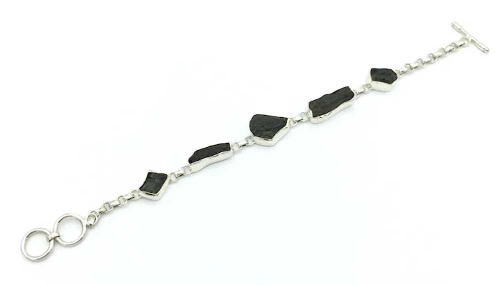 Moldavite Link Bracelet - Sterling Silver - image 4