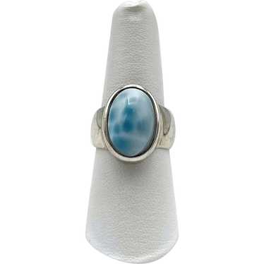 Larimar Cabochon Ring - Sterling Silver