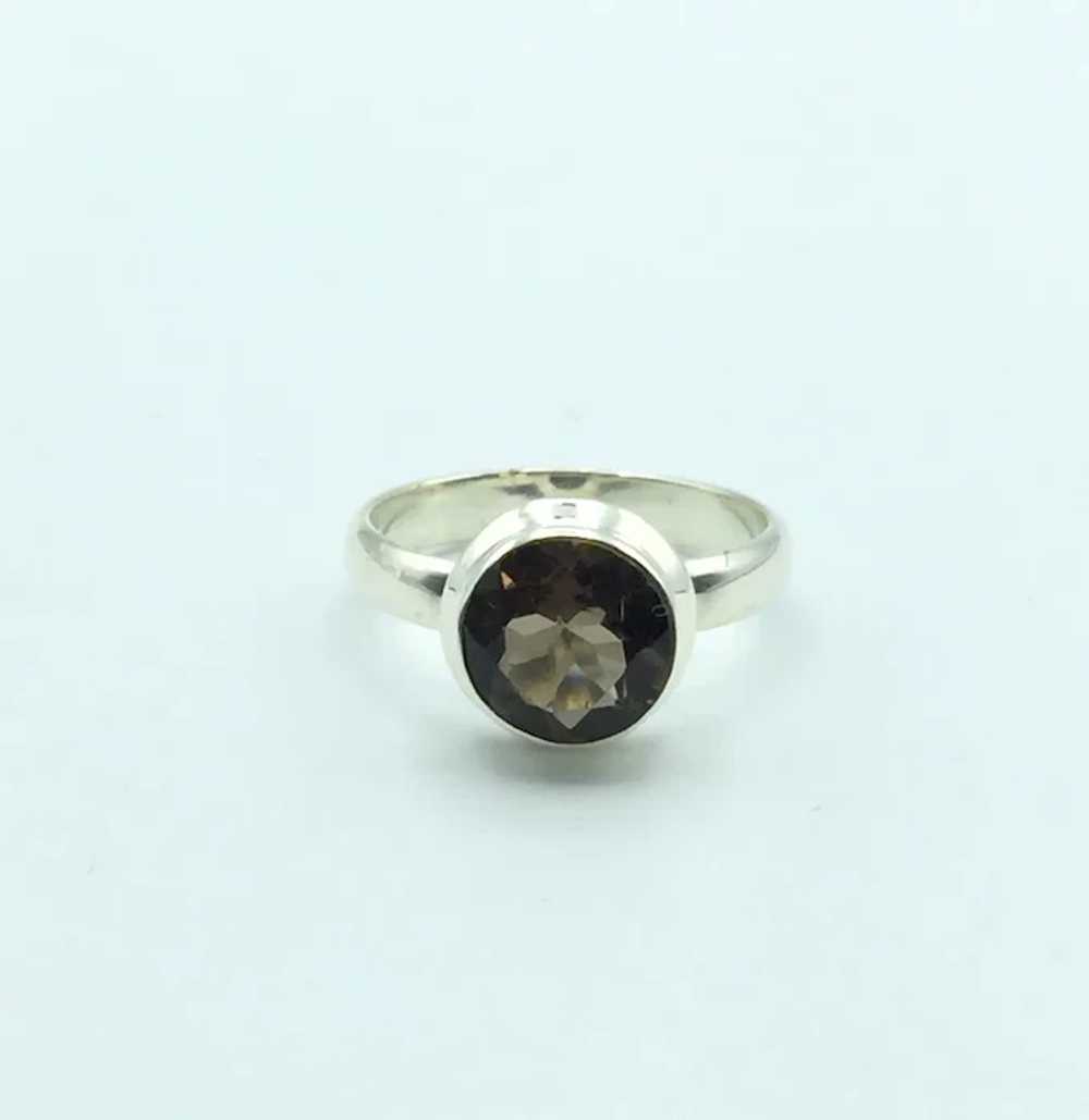 Round-Cut Smoky Quartz Ring - Sterling Silver - image 3