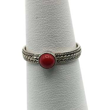 Imitation Red Coral Ring - Sterling Silver - image 1