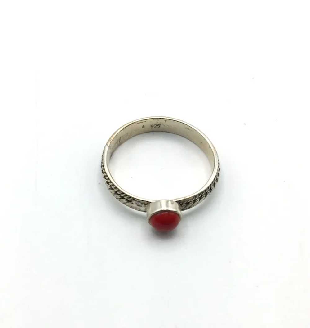 Imitation Red Coral Ring - Sterling Silver - image 4