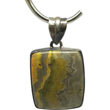 Bumblebee Jasper Cabochon Pendant - Sterling Silve