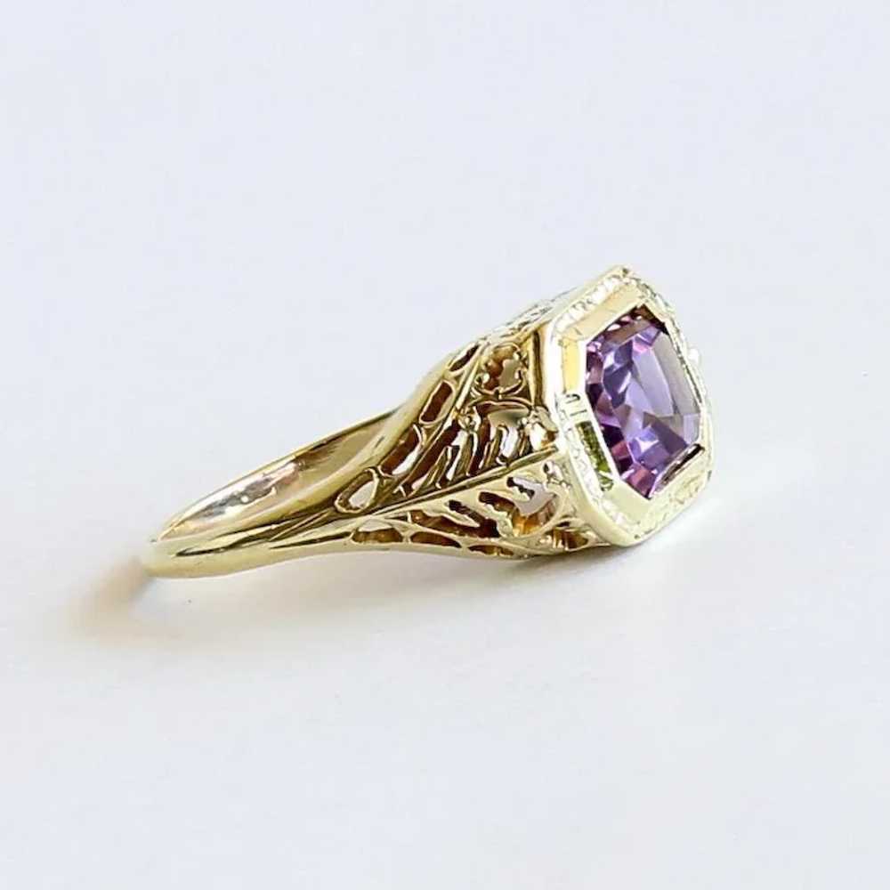 Lady' Vintage 14K Art Deco Amethyst Ring - image 2
