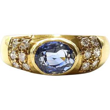 Lady's Vintage Custom 18K Sapphire & Diamond Ring