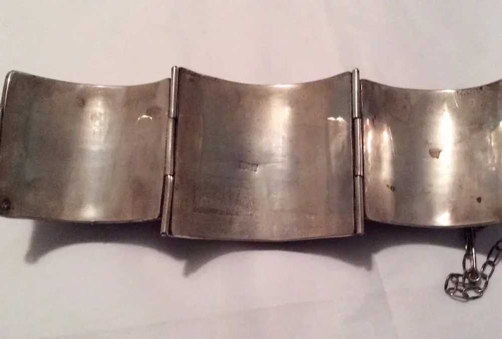 Huge Mexican Silver Bracelet with Face - image 5