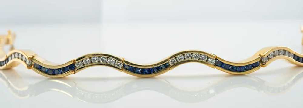 Diamond Sapphire Bracelet 14K Gold Zig Zag - image 2