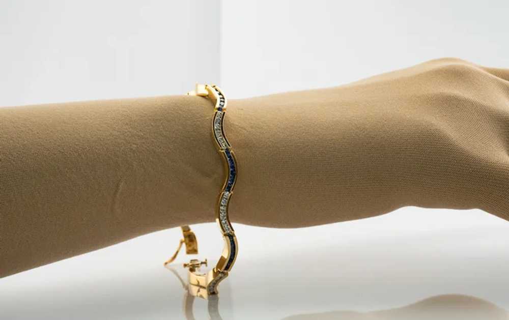 Diamond Sapphire Bracelet 14K Gold Zig Zag - image 3