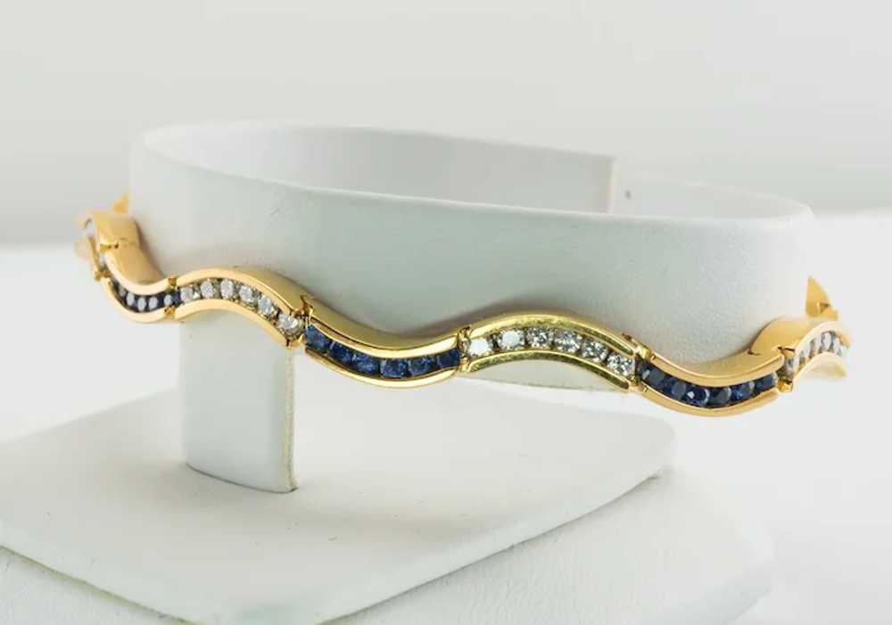 Diamond Sapphire Bracelet 14K Gold Zig Zag - image 6