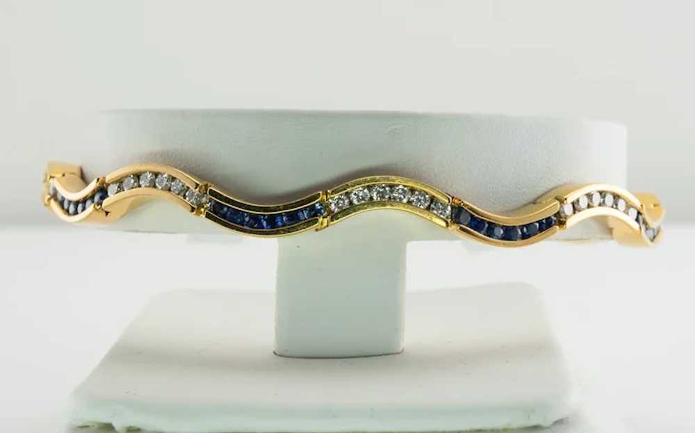 Diamond Sapphire Bracelet 14K Gold Zig Zag - image 7