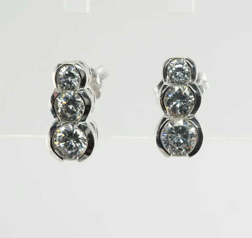 Natural Diamond Earrings 14K White Gold .90 TDW T… - image 10