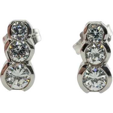 Natural Diamond Earrings 14K White Gold .90 TDW T… - image 1