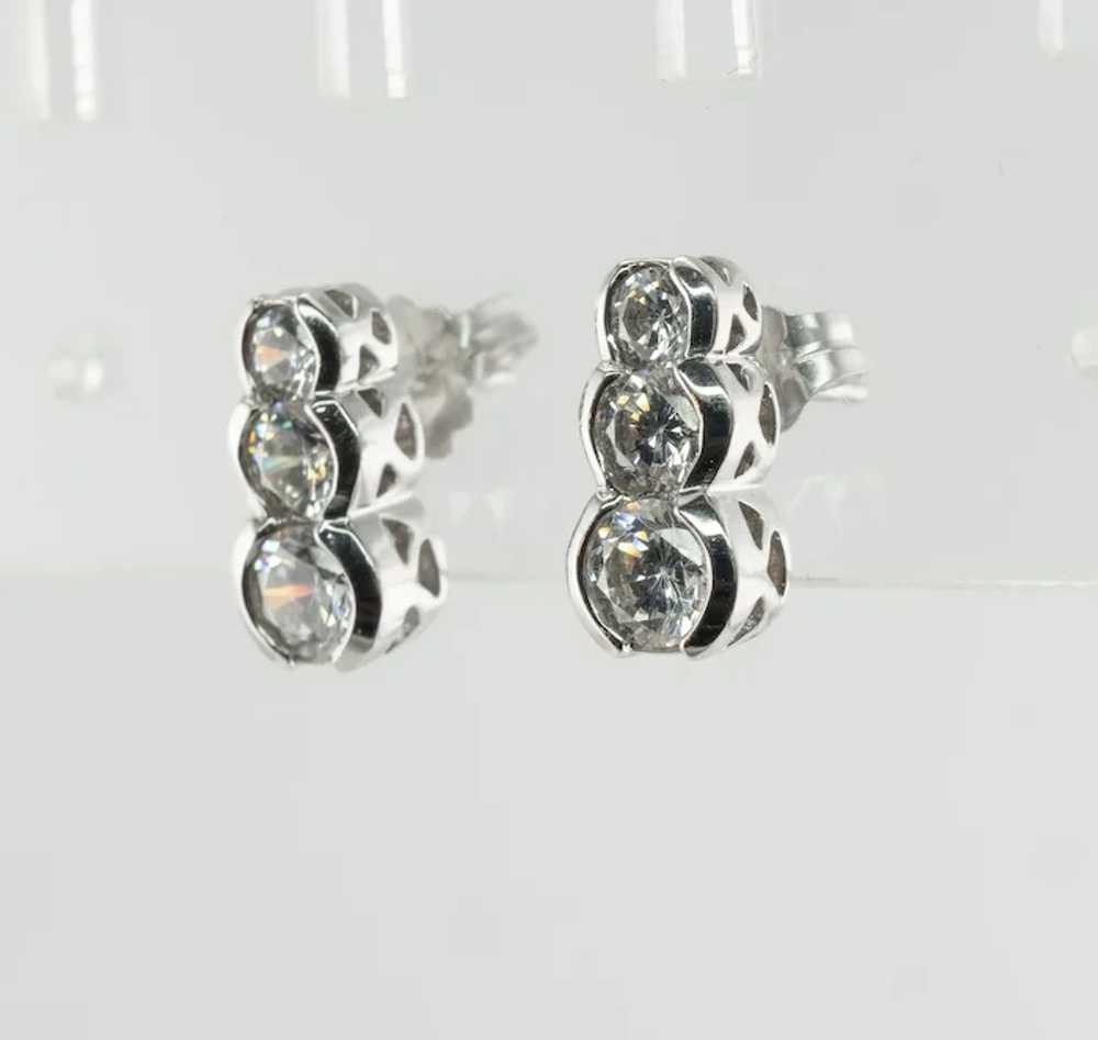 Natural Diamond Earrings 14K White Gold .90 TDW T… - image 7