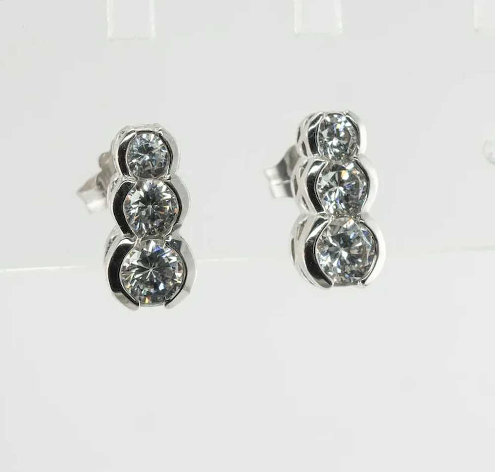 Natural Diamond Earrings 14K White Gold .90 TDW T… - image 8