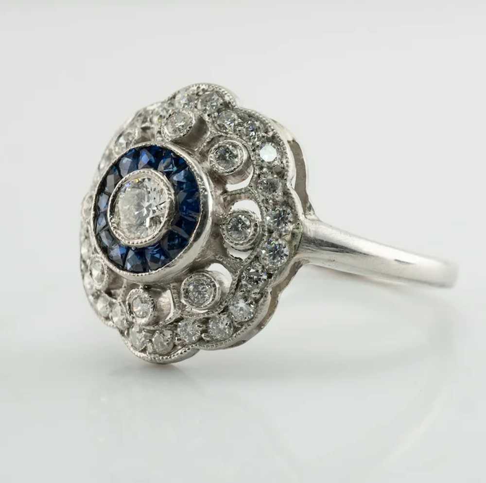 Diamond Sapphire Ring 14K White Gold Vintage - image 10