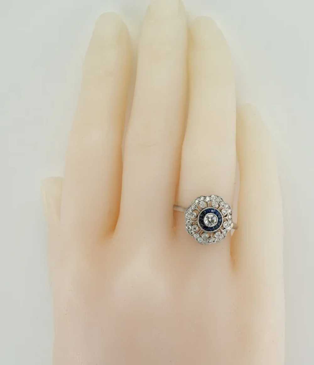 Diamond Sapphire Ring 14K White Gold Vintage - image 11